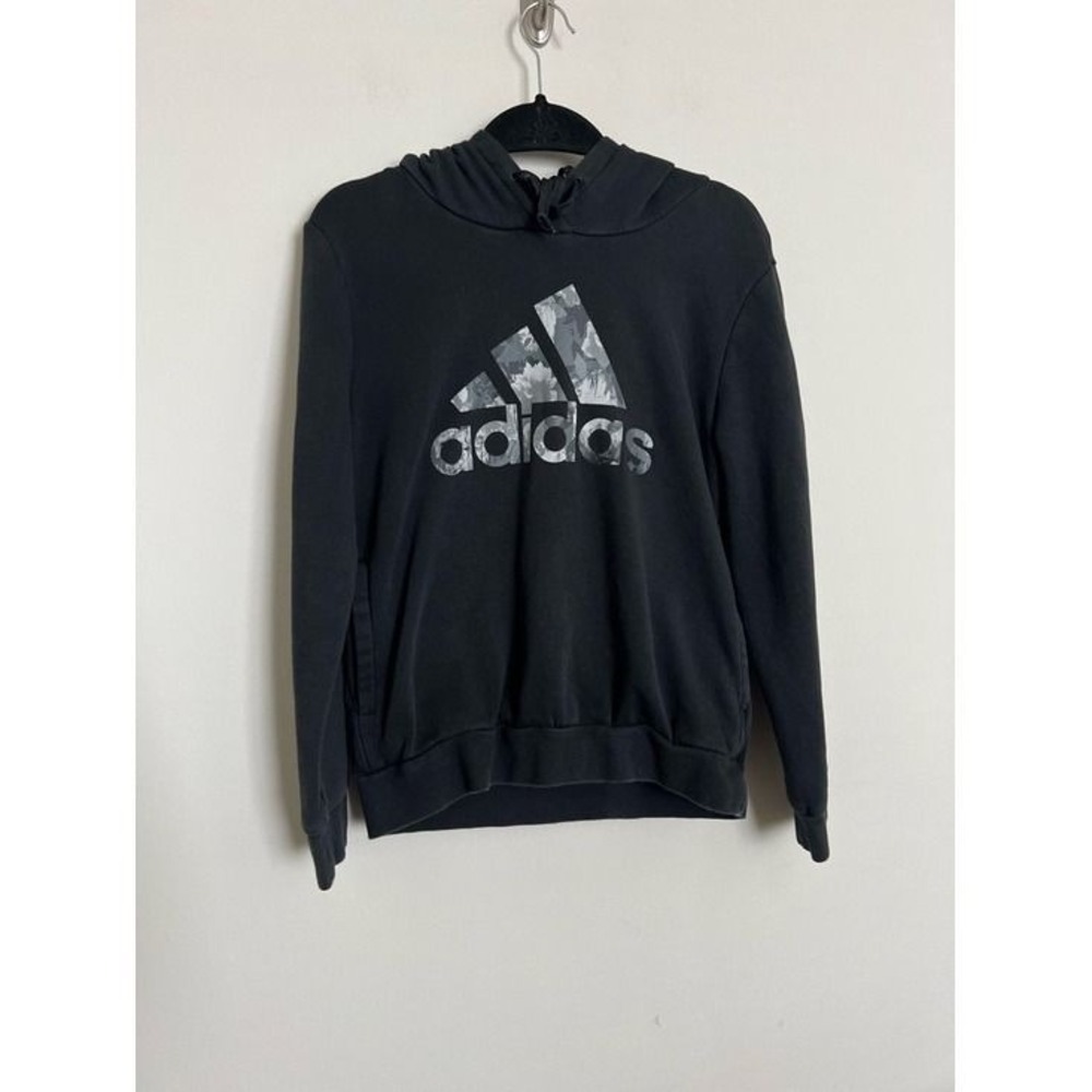 Men's Adidas Black Hoodie Floral Logo Streetwear - Size M